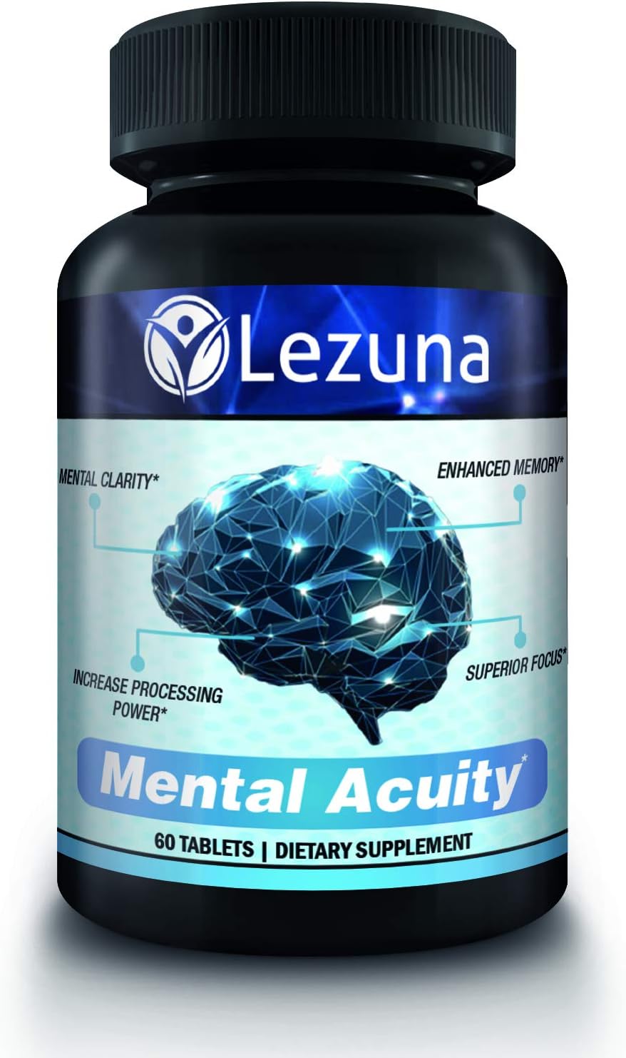Lezuna Mental Acuity Nootropics Supplement, Brain Boost, Memory Boost, Processing Power, Focus and More - 60 Capsules
