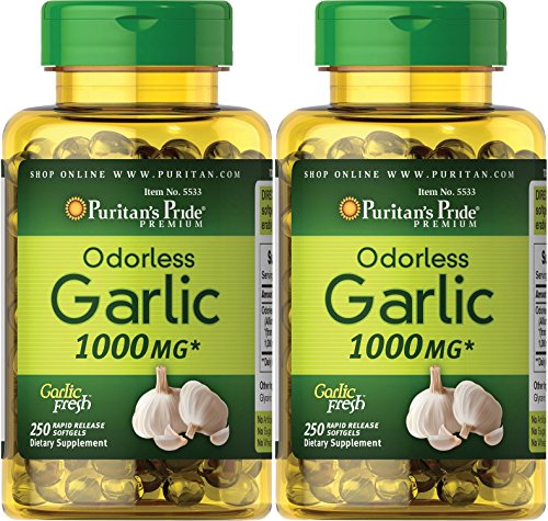 Pack of 2 Puritan's Pride Odorless Garlic 1000 mg, 250 Softgels Pack of 2 Puritan's Pride Odorless Garlic 1000 mg, 250 Softgels