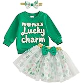 Amnnchya Toddler Baby Girl St Patricks Day Outfit Little Girl Clothes Skirt Set Lucky Charm Sweatshirt Clover Tutu Dress