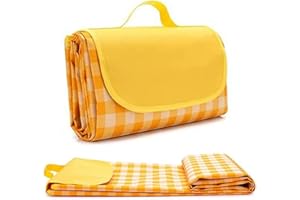 huablo]Extra Large Picnic Blankets Waterproof Foldable with Pillow, Beach Blanket Waterproof Sandproof, Outdoor Blanket for Grass, Large Washable Portable 80"×80" CDian-0001