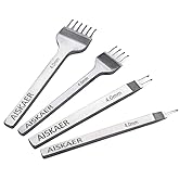 Aiskaer Leather Stitching Punch Set, Diamond Chisel Tools, 4mm White Steel 1/2/4/6 Prong for Leather Craft DIY