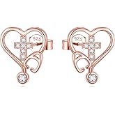 Nurse Earrings,RN Studs Earrings for women,Sterling Silver Stethoscope Earrings,Nurse Jewelry Gifts for Nurse Doctor RN Medical Student