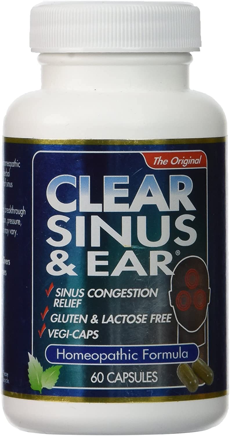 2Pack of Clear Products Clear Sinus and Ear - Homeopathic - no Gluten - 60 Vegi Capsules