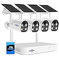 Hiseeu Solar Powered Wireless Security Camera System Outdoor, 10CH 4K NVR, AI Human Detection, 2-Way Audio, 4MP Security Solar Battery Cameras with Color Night Vision, IP66 Waterproof, 1TB HDD