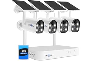 Hiseeu Solar Powered Wireless Security Camera System Outdoor, 10CH 2K NVR, AI Human Detection, 2-Way Audio, 4MP Security Solar Battery Cameras with Color Night Vision, IP66 Waterproof, 1TB HDD