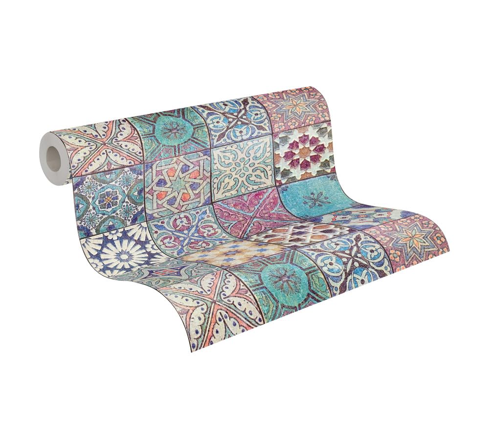 A.S. Creation Bude Moroccan Tile Effect Wallpaper 36205-1 Multicoloured