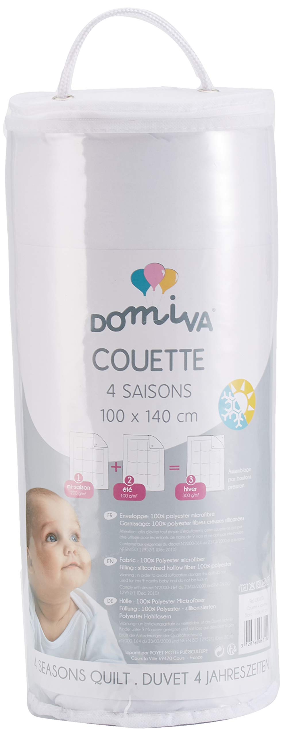 Poyetmotte Summer/Winter Quilt, 100 x 140 cm, Polyester, Multicolor, One Size