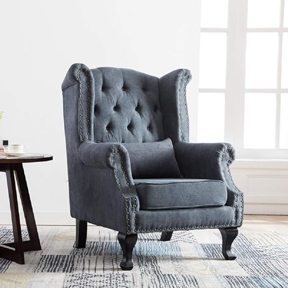 Warmiehomy Retro Armchair Soft Suede Fabric High Wing Back Occasional