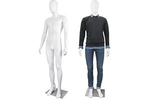 YUMHOME Male Mannequin Full Body White Dress Form Sewing Manikin 73 Inch Poseable Mannequins with Stand Realistic Mannequins Display Head Dress Mannequin Clothing Form Metal Base Connector