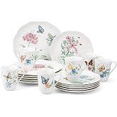 Lenox Butterfly Meadow Porcelain 18-Piece Dinnerware Set for 6 | ceramic, dishwasher safe, microwave safe | plates and bowls sets for kitchen and dining | 10.75 inch plate