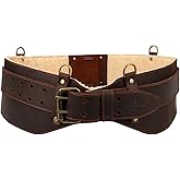Tourbon Leather Logging Belt Kit Faux Fleece Padded Tool Belts Loggers Felling Belt System for Tree Cutting Electricians Construction Workers Adjustable Waist Fits 33"-47"