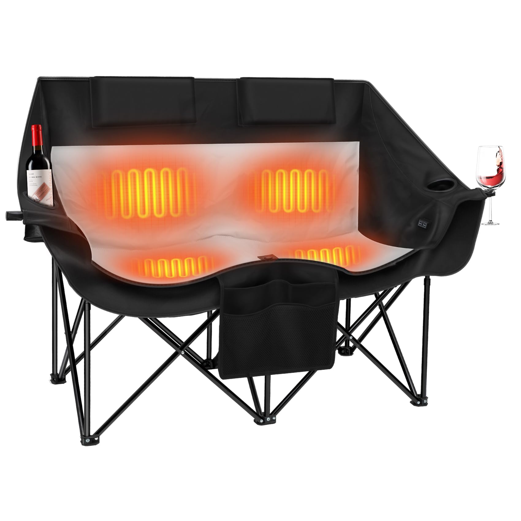 Sobalai Heated Double No Battery, Camping Chair is Black