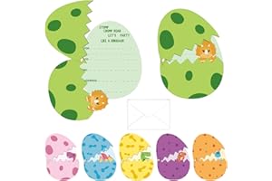 TEVXJ 24 Pack Dinosaur Birthday Party Invitations Cards with Envelopes Dinosaur Party Supplies Fill In Birthday Dino Eggs Invite Cards Stickers for Kids Boys Girls Dinosaur Birthday Party Decorations Favor