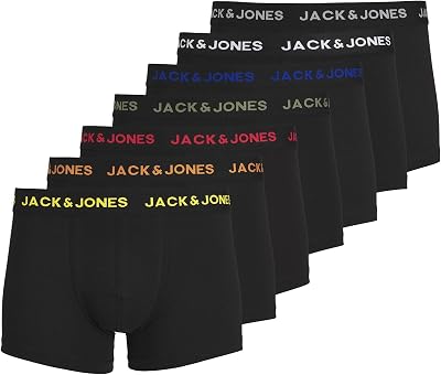 JACBASIC Trunks 7 Pack Boxer a Pantaloncino Uomo, Nero, L