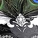 Coxeer Masquerade Mask Halloween Mask with Peacock Feather Black Party Mask