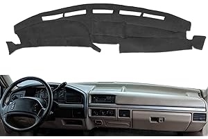 AKMOTOR Dash Cover Mat Custom Fit for Ford F150 F250 F350 Pickup Truck 1992 1993 1994 1995 1996,Dashboard Cover Pad Carpet (Black) J20