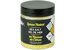 24K Lemon Salt Flakes - 60g (2.1oz) | Lemon Infused Seasoning Salt, Add Unique Crunch and Colour to Finished Dishes, Rim Cock