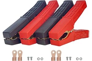 STIFFOUR 4PCS Power Replacement Jumper Cable Heavy Duty Car Battery Clamps，100-500A Portable battery charging clip，12V alligator jumper cable end for all kinds of vehicles, ships, construction projects