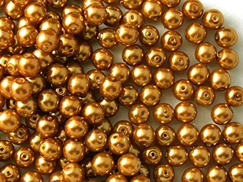 50pcs Czech Glass Pearl Beads Estrela Round 6mm Bronze Pearl