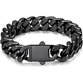 U7 Cuban Link Bracelets for Men Stainless Steel Wrist Bracelet Silver Black Gold Cuban Hand Chain Bracelet for Mens Women, 5/7/9/12mm Width, 7.5/8.3/9 Inch Length Classic Jewelry with Box Packed