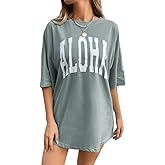 Remidoo Womens Oversized Graphic Tees Short Sleeve T Shirt Casual Vacation Top