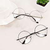 YICHENGTIANXIA Vintage Round Metal Glasses, 2 Pairs, Black & Silver view 3