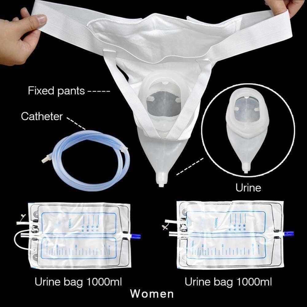 DYBB Portable Urine Collector Wearable Urinal Reusable Incontinence Pants with Two 1000ml Urinal Bag for Man/Woman & Elderly,Men 0102 (Color : Women): Home & Kitchen