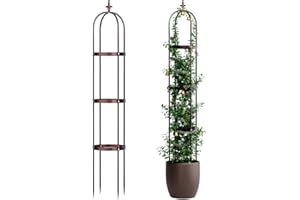 Idzo Trellis for Climbing Plants Outdoor, Garden Trellis Steel, Obelisk Design Stone-Look Finish, 2025 Bronze Color, Vertical Support for Climbing Plants, Decorative for Outdoor & Indoor Use