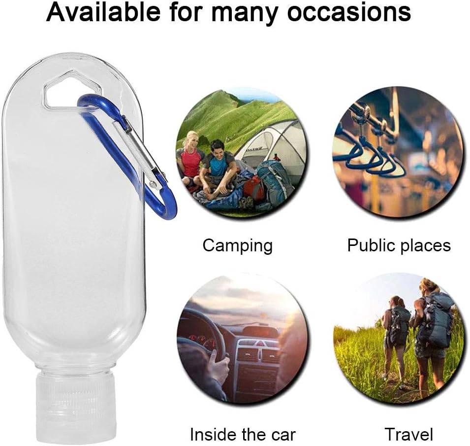 ATopoler 10pcs 50ml Refillable Travel Bottles Clear Keychain Bottles with Flip Caps and 5pcs Funnel,Travel Leakproof Empty Bottles Portable Squeeze Containers for Cosmetics Liquids - Image 5