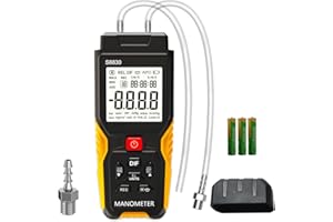 Manometer HVAC, ±36.80kPa Digital Manometer, Handheld Gas Pressure Tester, Dual-Port Differential Air Gas Pressure Gauge, 12 