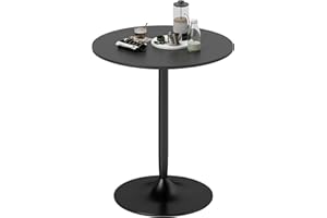 HOMCOM Round Dining Table for 2, 27.6" Modern Kitchen Table with Wood Veneer Top and Steel Pedestal Base for Dining Room, Kit