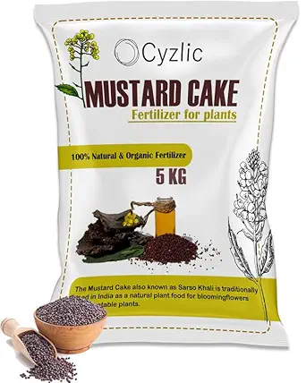 Cyzlic Organic Mustard Oil Cake: High-Nutrient Slow-Release Fertilizer & Pest Control for Soil Enrichment, Eco-Friendly & Chemical-Free - 100% Pure, Sustainable Farming 5 kg