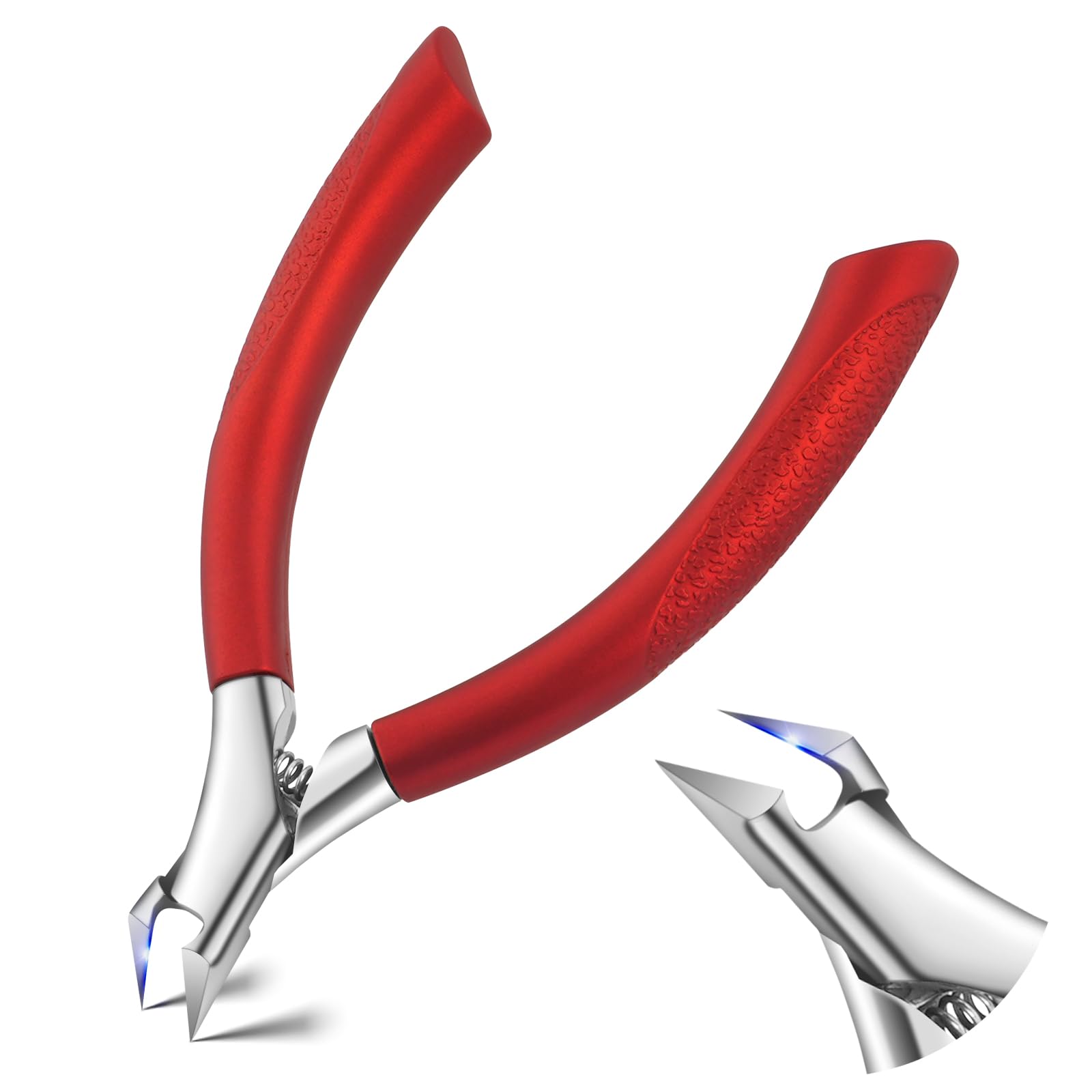 AOOWU Toenail Clippers for Ingrown Toenail, Straight Blade Podiatrist Nail Clippers for Thick Nails, Dead Skin, Calluses, Ergonomic Finger Nail Clippers for Adults, Seniors, Men and Women, Red