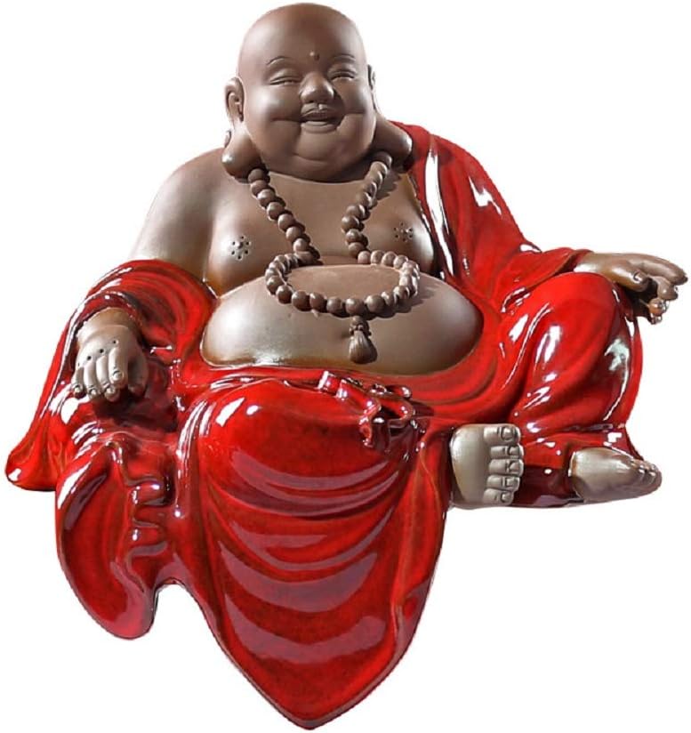 Creative Buddha Statues,Adorable & Smart Monk Figurines Sculpture Clever Craftsman Handicrafts (Fesitval Red)