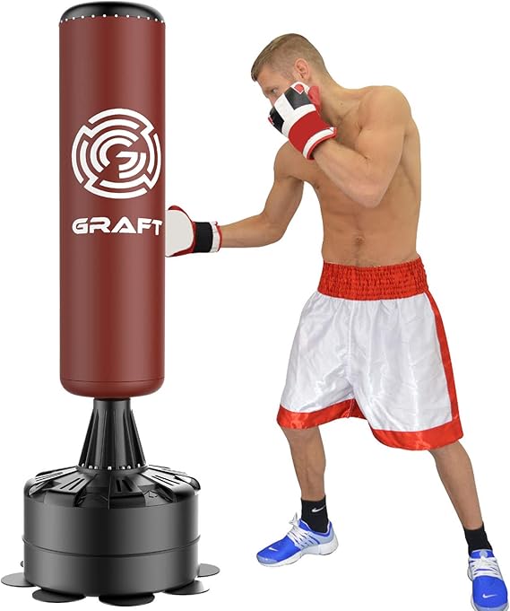 Sac de frappe sur pied Graft - 1,8 m - Robuste - Avec base à ventouse