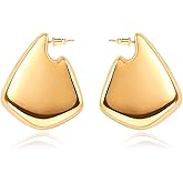 Chunky Gold Hoop Earrings For Women - Lightweight 18K Gold Plated Waterdrop Hollow Drop Earrings