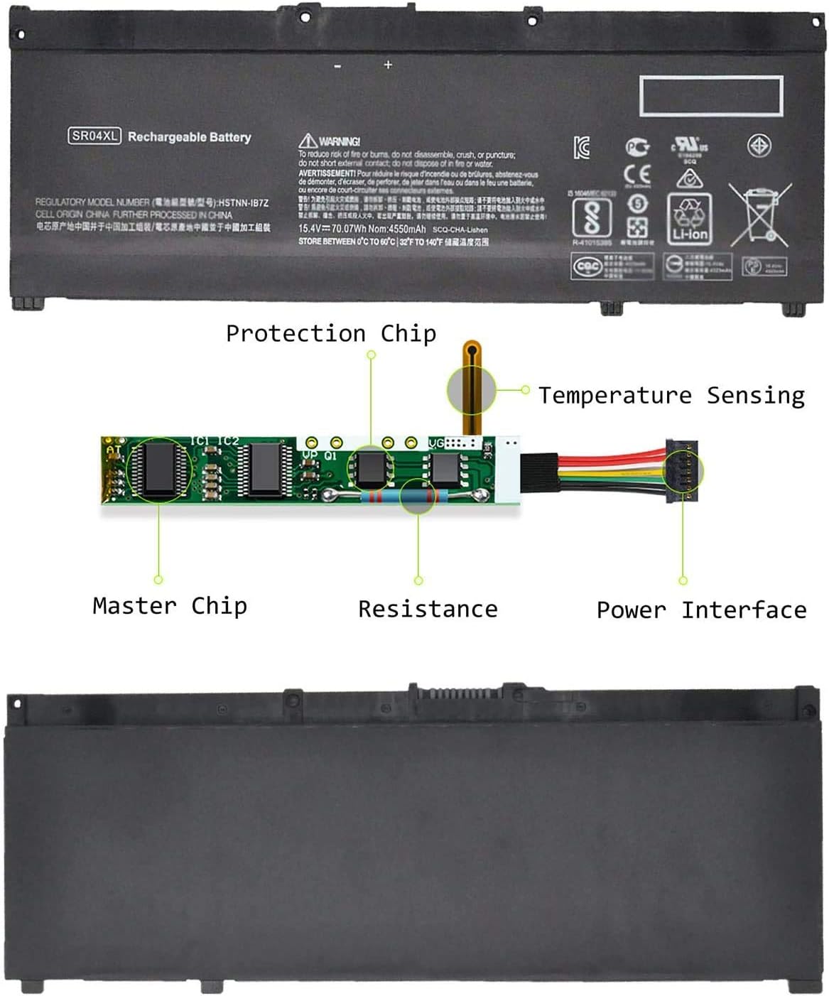 ASKC 70.07Wh SR04XL Laptop Battery for HP Pavilion 15-CB000 Omen 15-CB000 15-CE015DX 15-CE000 15-DC0000 Series HSTNN-IB7Z HSTNN-DB7W 917678-1B1 917678-2B1 917724-855 - Image 5