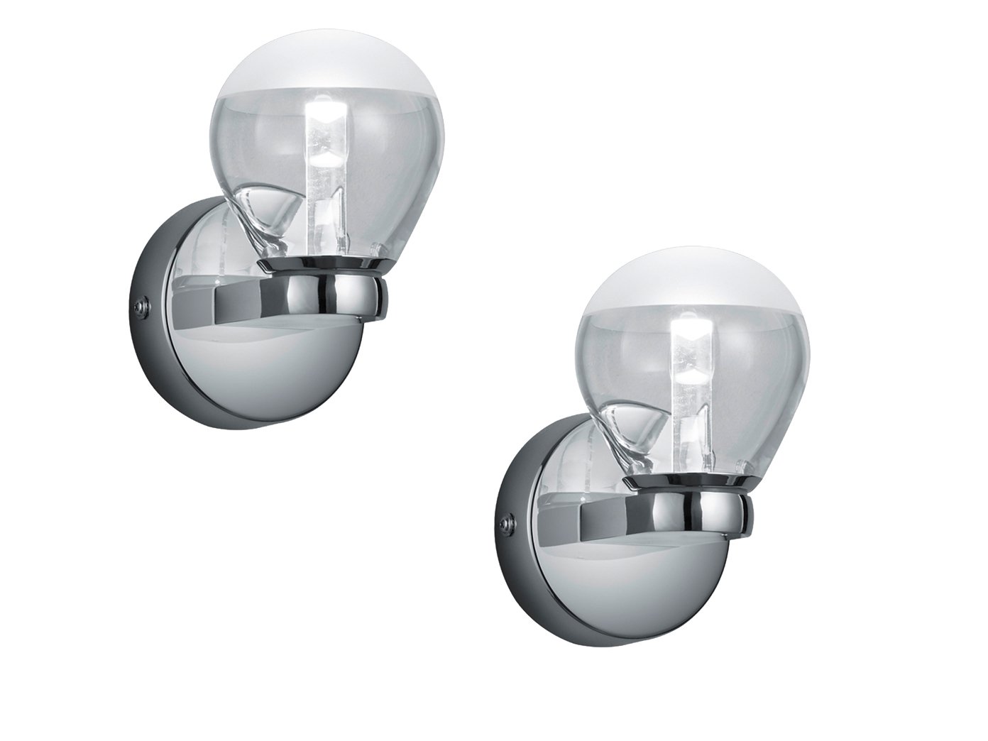 Trio Led Ip44 Bathroom Wall Light Series 2828 Set Of 2 Chrome Acrylic Transparent Height 14 5 Cm 282810106 Set2 Amazon Co Uk Lighting