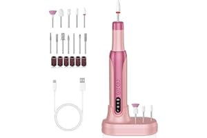 ATOPSKINS Cordless Nail Drill, High Speed Nail Drill Kit Professional, 3-Speed Change Nail Drill Machine with 12 Nail Drill Bits, Double Mode Charging Efile Nail Drill for Nail Gel Removal Exfoliation (16CM)