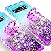 Galaxy S10 Plus Case Ring Liquid Glitter Kickstand Shock Proof Phone Case Waterfall Quicksand Bling Cute Protective Girls Women Cover Compatible for Samsung Galaxy S10 Plus/S10+ Cases - Teal/Purple