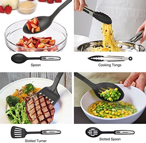 NEXGADGET 42 Pièces Kit Ustensiles de Cuisine en Acier Inoxydable, Set d'Ustensiles de Cusine en Silicone, Lot d'Accessoires Cuisine, Multiples Ensemble Comprend Spatule, Cuillère, Fouet et Plus