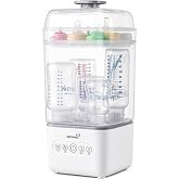 Grownsy Compact Baby Bottle Sterilizer and Dryer with Fast Sanitization | Time Saving, Holds 5 Bottles & Pump Parts, 3 Modula