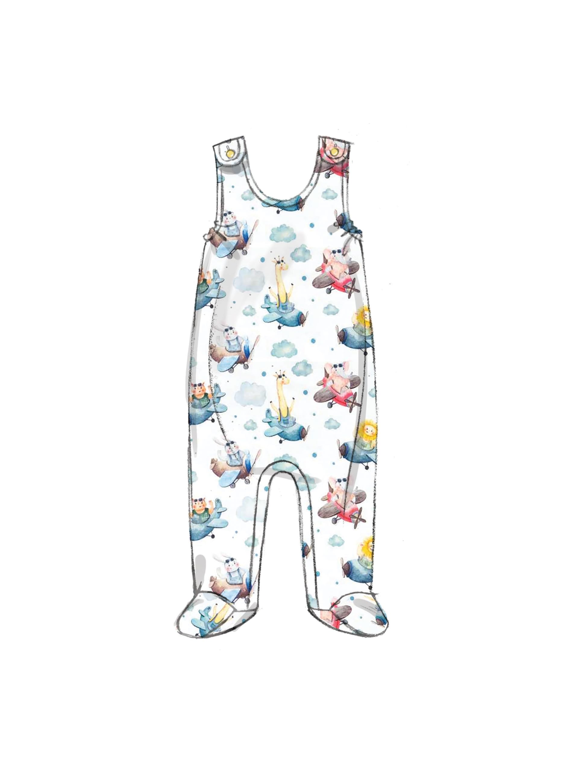 Butterick Infants' Jacket, Tops, Dress, Rompers, Diaper Cover and Hat Sewing Pattern Kit, Design Code B6970, Sizes XXS-XS-S-M-L, Multicolor