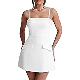 BORIFLORS Women's Sexy Spaghetti Strap Mini Dress Corset Backless A-Line Party Short Dresses