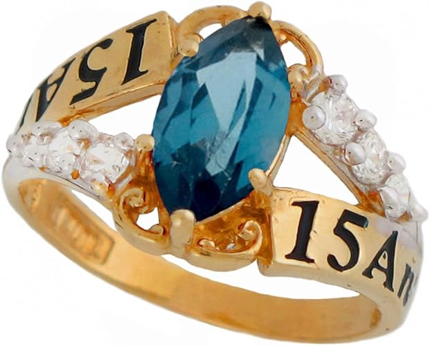 Jewelry Liquidation 10k Gold Simulated Blue Zircon and CZ