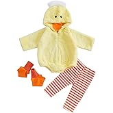 Twopumpkin Baby Chick Halloween Costumes Cute Infant Toddler Girl Boy Duck Costume Cape Sleeve Fuzzy Romper+Striped Leggings