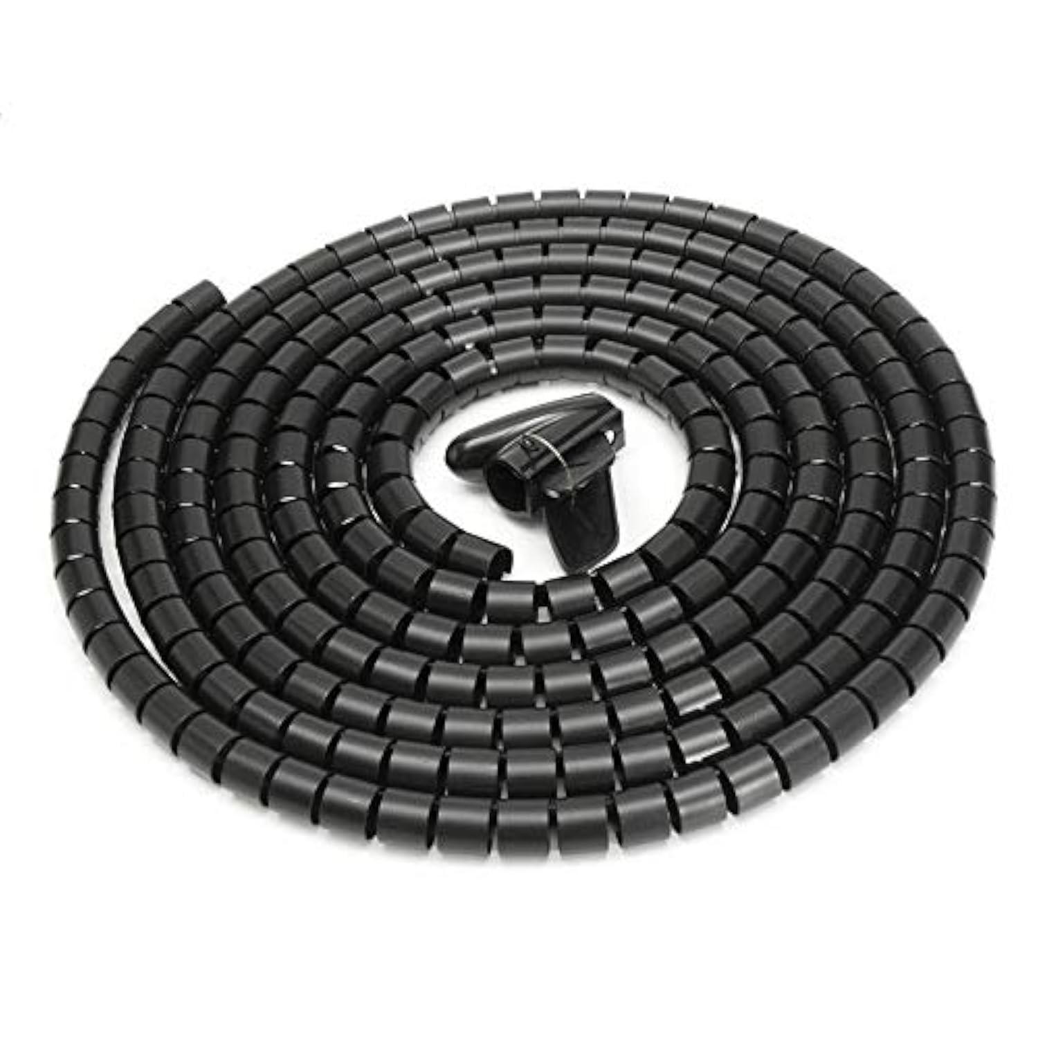 BE-TOOL Cable Tidy Wrap, 5m x 15mm Cable Tidy Wrap Tube Spiral Binding Organizer Kit with Clamp for PC TV DVD Stereo Antenna Cable etc, BLACK