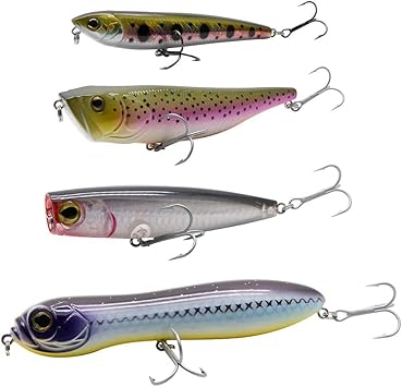 Amazon Dr Fish トップウォーター ルアー 詰め合わせ 4個 海水淡水ポッパー ウォーク ザ ドッグ ルアー スプークルアー Vmc トレブルフック サーフィン キャスティング フィッシングルアー Dr Fish ルアー