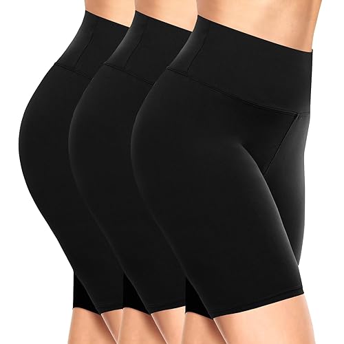 TNNZEET Cycling Shorts Women High Waisted Ladies Cycle Leggings for Gym Biker Running （Black*3,S）