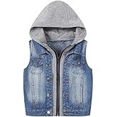 Mallimoda Boys Sleeveless Denim Jacket Girls Jean Vest Hoodies Kids Waistcoat Outerwear